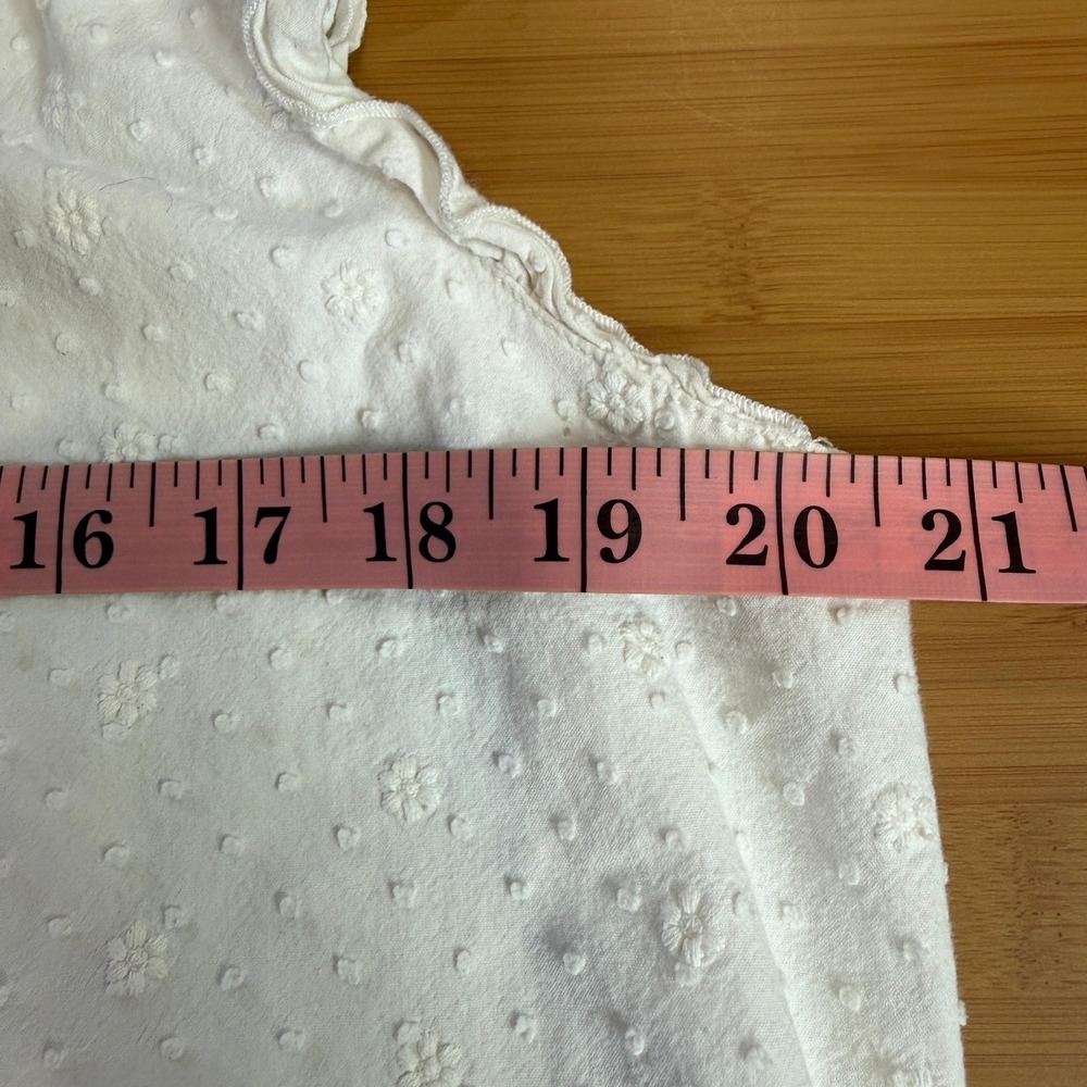 LOFT Womens White Floral Embroidered Ruffle Sleeveless Top Size M Cottagecore - Picture 9 of 9